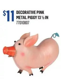 Canac Decorative Pink Metal Piggy 13 1/2in offer