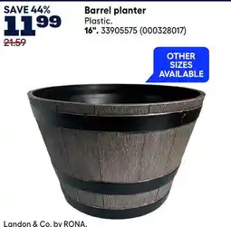 RONA Landon & Co by Rona Barrel planter offer
