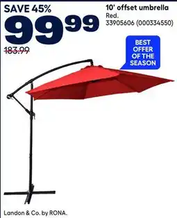 RONA Landon & Co. by RONA 10' offset umbrella Red offer