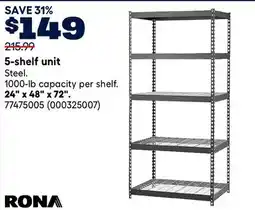 RONA RONA 5-shelf unit 24 x 48 x 72 offer