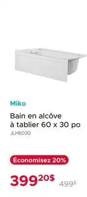 Bath Depot Bain en alcôve à tablier 60 x 30 po Miko offer