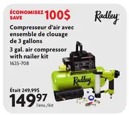 Home Hardware clouage 3 gallons 3 gal. air compressor with nailer kit 1286-329 offer