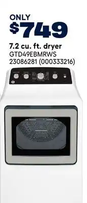 RONA GE 7.2 cu. ft. dryer offer