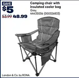 RONA Landon & Co. by RONA. Camping chair with insulated cooler bag offer