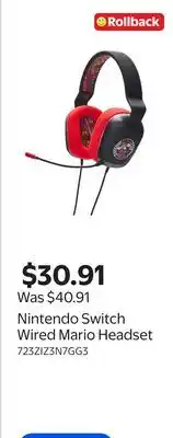 Walmart Nintendo Switch Wired Mario Headset offer