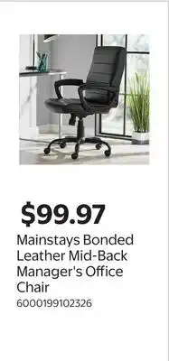 Walmart Mainstays Bonded Leather Mid-Back Manager's Office Chair offer