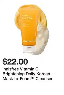 Sephora innisfree Vitamin C Brightening Daily Korean Mask-to-Foam Cleanser offer