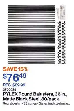 Patrick Morin Round Balusters, 36 in., Matte Black Steel, 30/pack offer