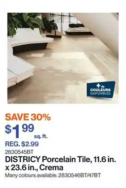 Patrick Morin DISTRICY Porcelain Tile, 11.6 in. x 23.6 in., Crema offer