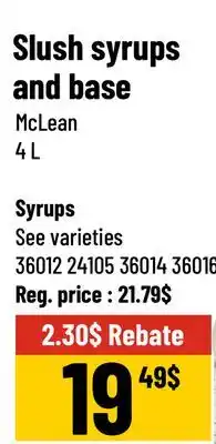 Mayrand McLean Slush syrups and base offer