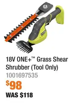 Home Depot 18V ONE+ Grass Shear Shrubber (Tool Only) offer