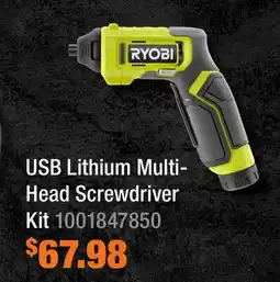 Home Depot USB Lithium Multi- Head Screwdriver Kit offer