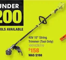 Home Depot 40V 15 String Trimmer (Tool Only) offer