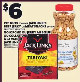 Independent City Market PC NUTS, 700 G OR JACK LINK'S BEEF JERKY OR MEAT SNACKS offer