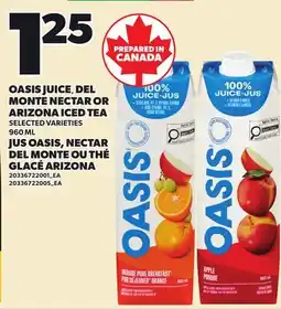 Independent City Market OASIS JUICE, DEL MONTE NECTAR OR ARIZONA ICED TEA offer