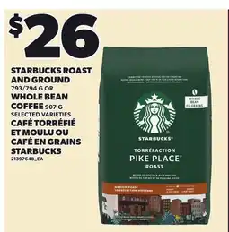 Independent City Market STARBUCKS ROAST AND GROUND, 793/794 G OR WHOLE BEAN COFFEE offer