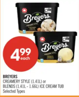 Shoppers Drug Mart BREYERS CREAMERY STYLE (1.41L) or BLENDS (1.41L - 1.66L) ICE CREAM TUB offer