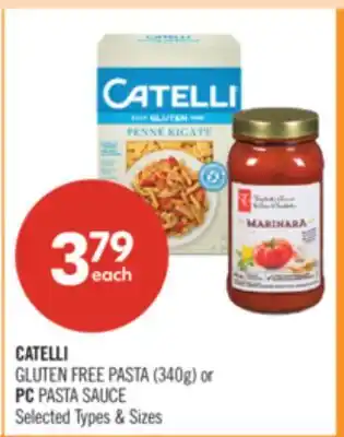 Shoppers Drug Mart CATELLI GLUTEN FREE PASTA (340g) or PC PASTA SAUCE offer