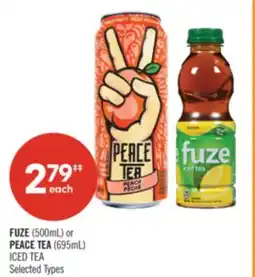 Shoppers Drug Mart FUZE (500mL) or PEACE TEA (695mL) ICED TEA offer