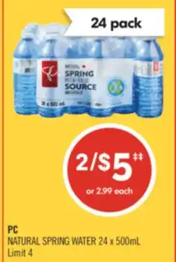 Shoppers Drug Mart PC NATURAL SPRING WATER offer