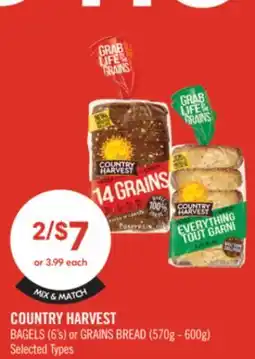 Shoppers Drug Mart COUNTRY HARVEST BAGEL (6's) or GRAINS BREAD (570g - 600g) offer