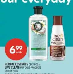 Shoppers Drug Mart HERBAL ESSENCES CLASSICS or LIVE CLEAN HAIR CARE PRODUCTS offer