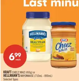 Shoppers Drug Mart KRAFT CHEEZ WHIZ (450g) or HELLMANN'S MAYONNAISE (710mL - 890mL) offer