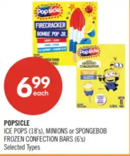 Shoppers Drug Mart POPSICLE ICE POPS (18's), MINIONS or SPONGEBOB FROZEN CONFECTION BARS (6's) offer