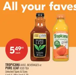 Shoppers Drug Mart TROPICANA JUICE, BEVERAGES or PURE LEAF ICED TEA offer