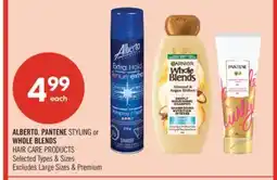 Shoppers Drug Mart ALBERTO, PANTENE STYLING or WHOLE BLENDS HAIR CARE PRODUCTS offer