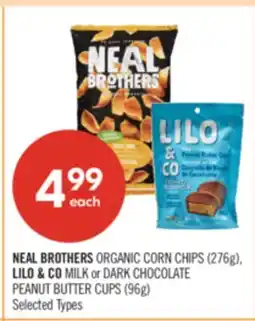 Shoppers Drug Mart NEAL BROTHERS ORGANIC CORN CHIPS (276g), LILO & CO MILK or DARK CHOCOLATE PEANUT BUTTER CUPS (96g) offer