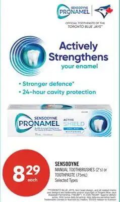 Shoppers Drug Mart SENSODYNE MANUAL TOOTHBRUSHES (2's) or TOOTHPASTE (75mL) offer