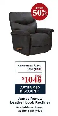 La Z Boy James Renew Leather Look Recliner offer