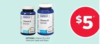 Rexall OPTION+ Vitamin D or D3 offer