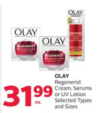 Rexall OLAY Regenerist Cream, Serums or UV Lotion offer