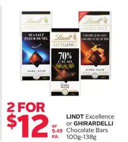 Rexall LINDT Excellence or GHIRARDELLI Chocolate Bars offer