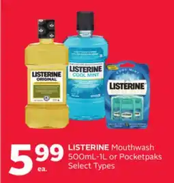 Rexall LISTERINE Mouthwash 500mL-1L or Pocketpaks offer
