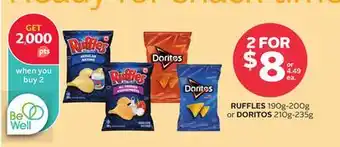 Rexall RUFFLES 190g-200g or DORITOS 210g-235g offer