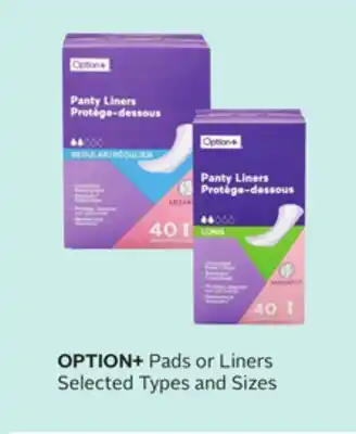 Rexall OPTION+ Pads or Liners offer