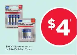 Rexall SAVVY Batteries AA4's or AAA4's offer