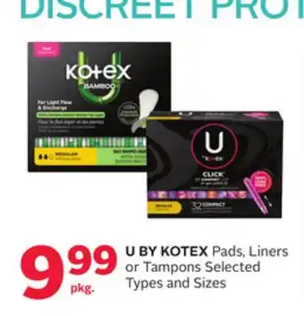 Rexall U BY KOTEX Pads, Liners or Tampons offer
