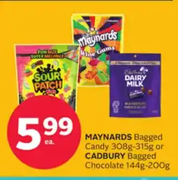 Rexall MAYNARDS Bagged Candy 308g-315g or CADBURY Bagged Chocolate 144g-200g offer