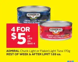 Rexall ADMIRAL Chunk Light or Flaked Light Tuna offer