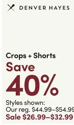 Mark's Crops + Shorts offer