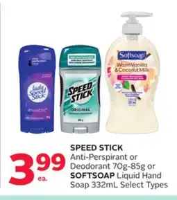 Rexall SPEED STICK Anti-Perspirant or Deodorant 70g-85g or SOFTSOAP Liquid Hand Soap 332mL offer