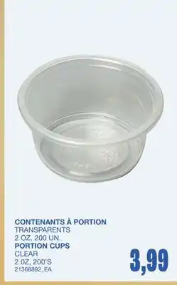 Wholesale Club CONTENANTS À PORTION TRANSPARENTS, 2OZ, 200UN offer