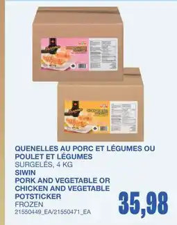 Wholesale Club QUENELLES AU PORC ET LÉGUMES OU POULET ET LÉGUMES offer
