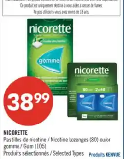 Pharmaprix NICORETTE Nicotine Lozenges (80) or Gum (105) offer