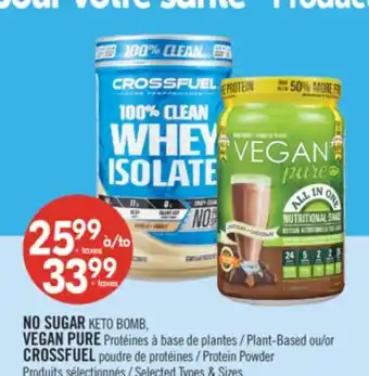 Pharmaprix NO SUGAR KETO BOMB, VEGAN PURE Plant-Based or CROSSFUEL Protein Powder offer