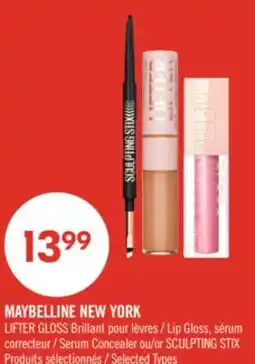 Pharmaprix MAYBELLINE NEW YORK LIFTER GLOSS Brillant Lip Gloss, Serum Concealer or SCULPTING STIX offer